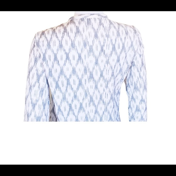 MASSIMO DUTTI Raindrop Print Collarless Tunic Shirt With Long Sleeves Grey Small - Picture 9 of 13